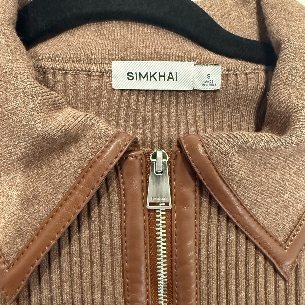 Jonathan Simkhai Ettalyn Mini Dress Chocolate Brown Leather Womens size small - Picture 7 of 10